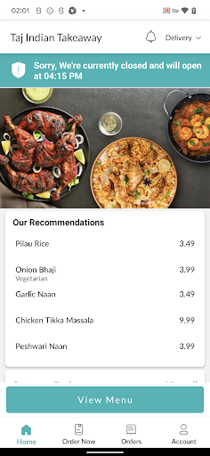 Taj Indian Takeaway Screen 2