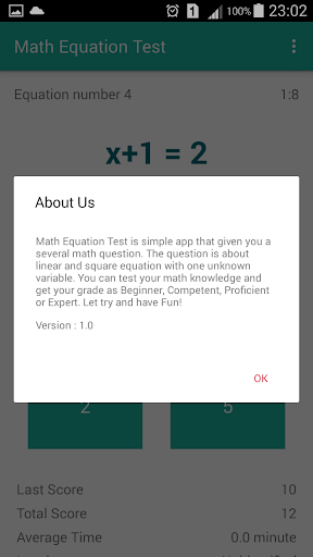 Math Equation Test Screen 3