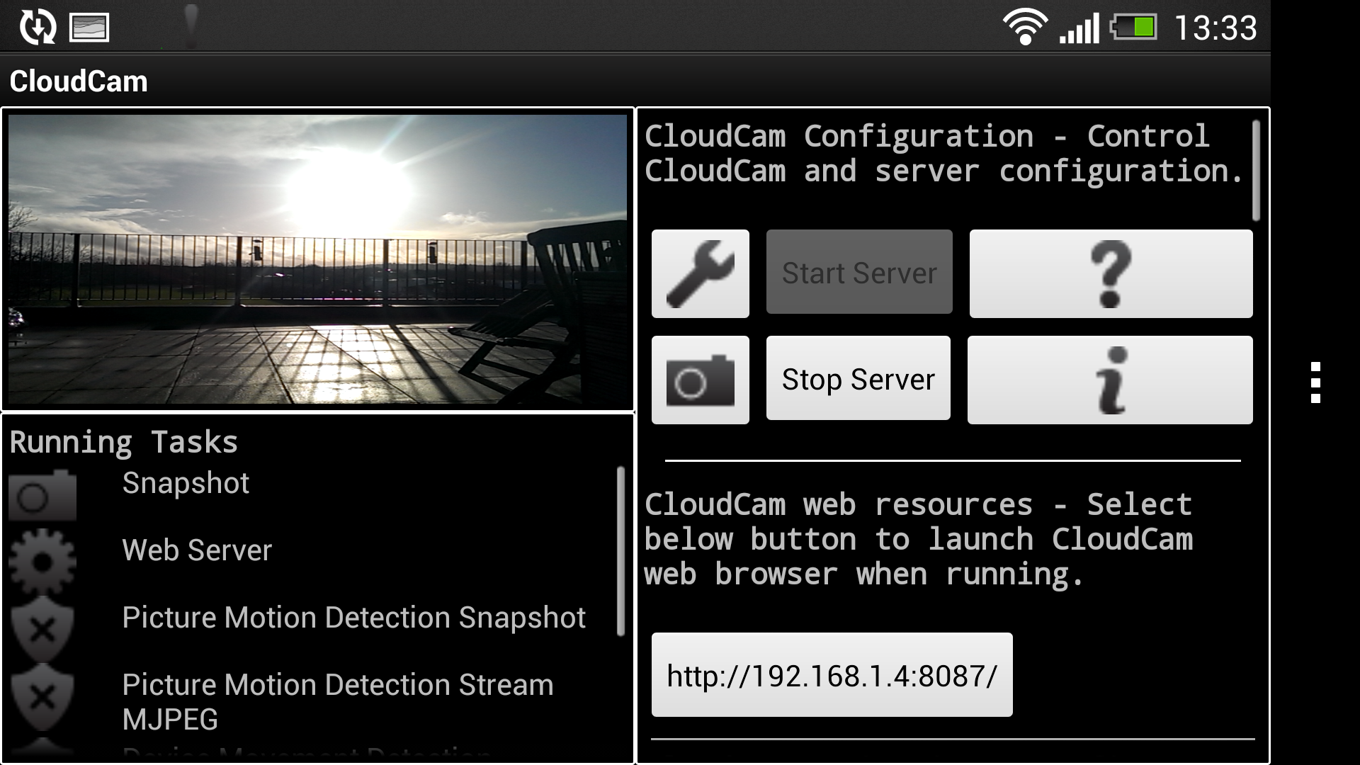 Android application Cloud Cam screenshort