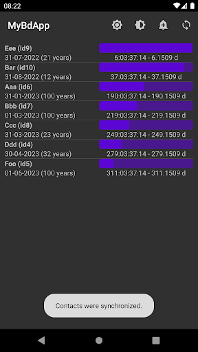 Android application MyBdApp screenshort