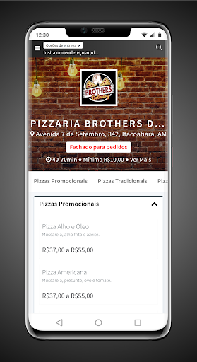 Android application Pizzaria Brothers delivery ita screenshort