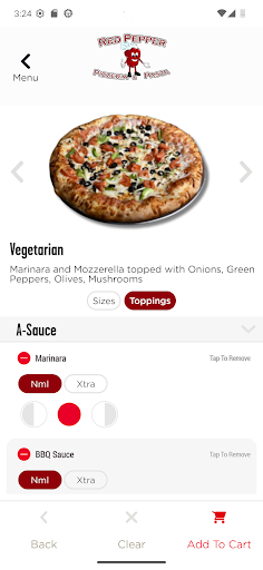 Screenshot of Red Pepper Pizzeria & Pasta
