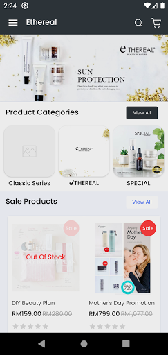 Android application E'thereal screenshort