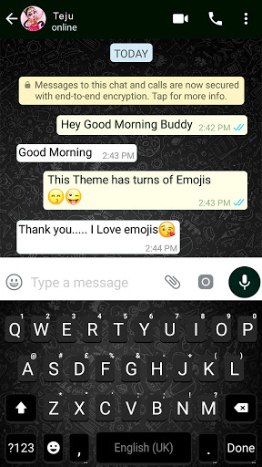 SMS Black Chat Keyboard Backgr Screen 3