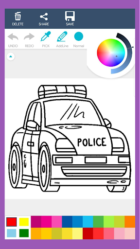 Android application Police Car Coloring Book screenshort