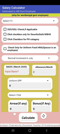 Income Tax Calculator Screen 2