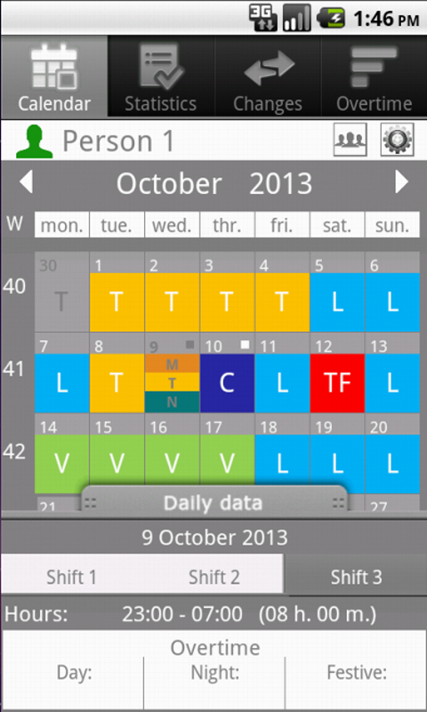 #3. Shift Cal - CuadraTurnos PRO (Android) Oleh: SY Techcom