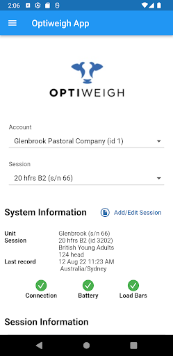 Android application Optiweigh App screenshort