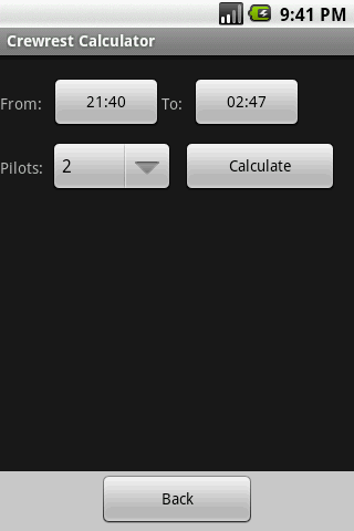 Android application Aviation Crewrest Calculator screenshort