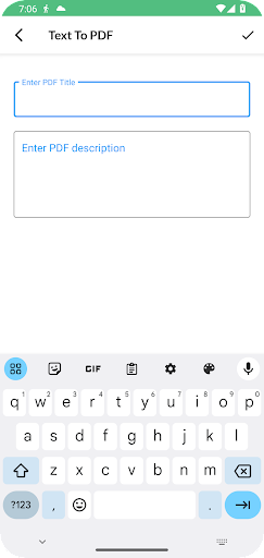 Screenshot of Text to pdf