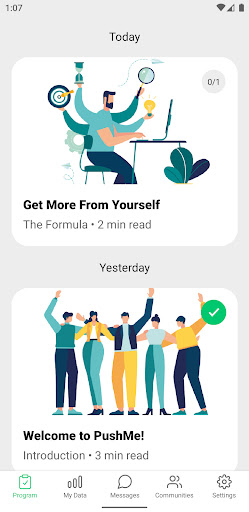 PushMe Coach Screen 2
