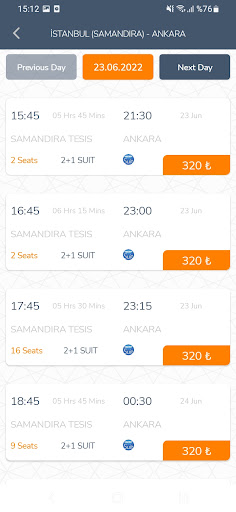 MetroTurizm Online Ticket Sale Screen 2