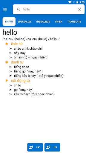 Android application Từ điển Anh Việt - SDICT screenshort