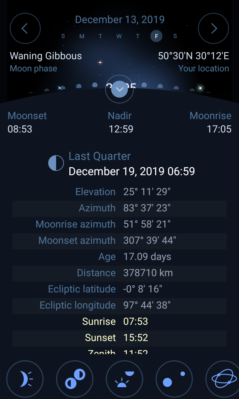 Android application Deluxe Moon - Moon Calendar, Phases and more! screenshort