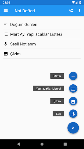 Android application Not Defteri: notlar alın screenshort
