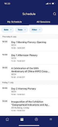 WIPO Events Screen 3