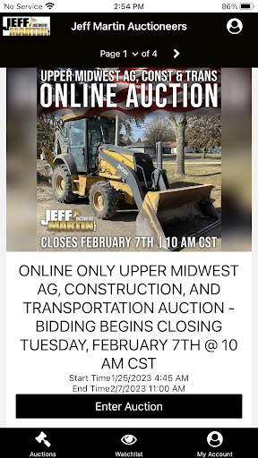 Android application Jeff Martin Auctioneers screenshort