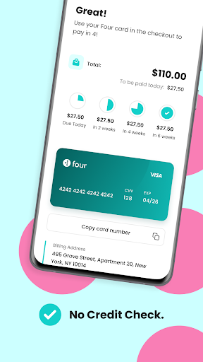Android application Four | Buy Now, Pay Later screenshort