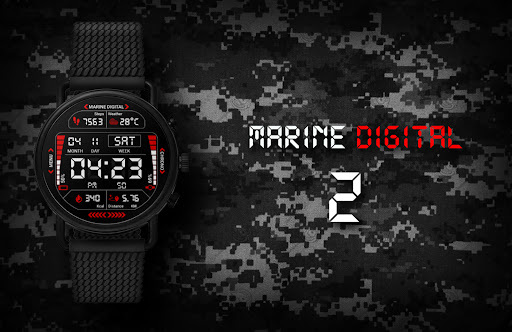 Android application Marine Digital 2 Watch Face screenshort