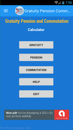 Gratuity Pension Calculator Screen 2