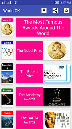 Android application World GK Pro screenshort