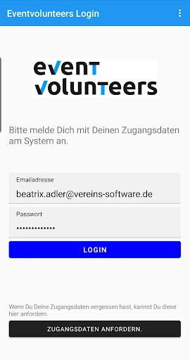 Android application Eventvolunteers screenshort