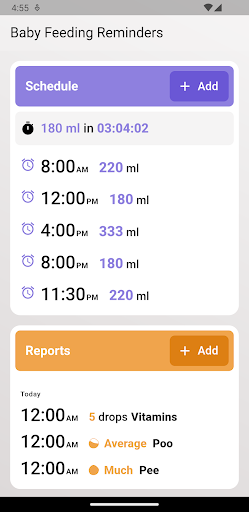 Baby Feeding Reminders Screen 2