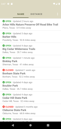 Android application DORBA Trail Status screenshort