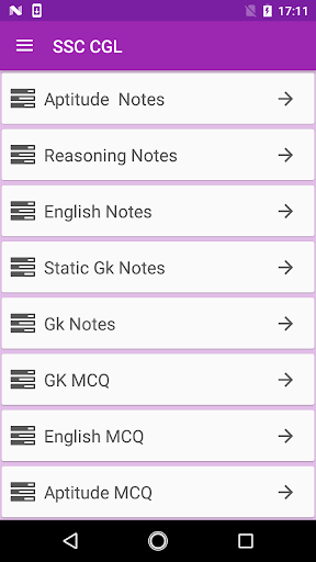 Android application SSC CGL 2018-19 screenshort