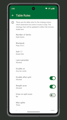 Blackjack Ace - Basic Strategy Screen 3