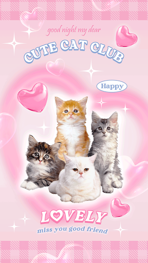 Android application 카카오톡 테마 - 핑크색 귀여운 고양이 screenshort