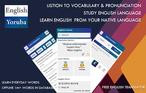 Android application Yoruba English Translator screenshort