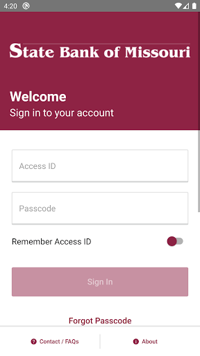 State Bank of Missouri Mobile Screen 2