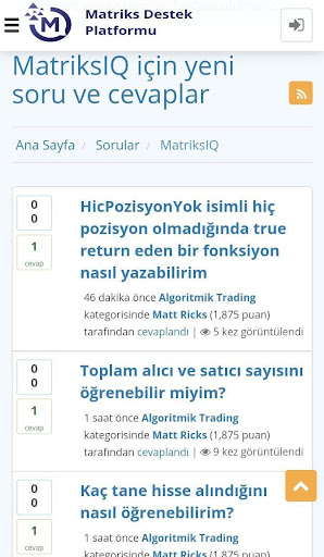 Matriks Destek Platformu Screen 2