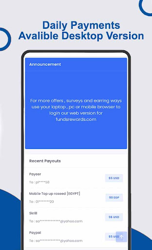 Funds Reward Cash rewards