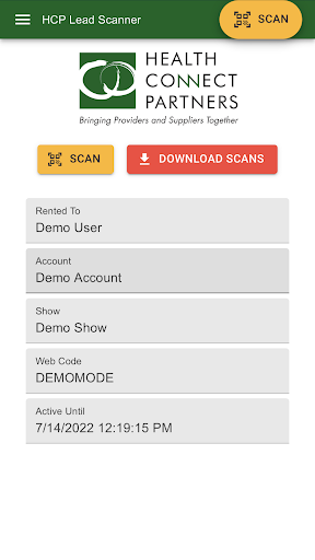 HCP Lead Scanner Screen 2