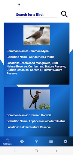 Android application FlockFinder screenshort