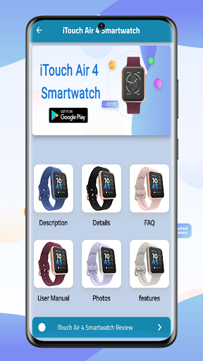 Android application iTouch Air 4 Smart watch Guide screenshort