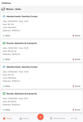 Cálculo de Custos Motorista