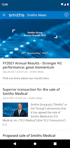 Android application Smiths Now - Smiths Group News screenshort