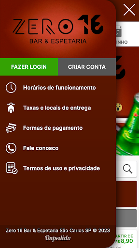 Android application Zero 16 Bar e Espetaria screenshort