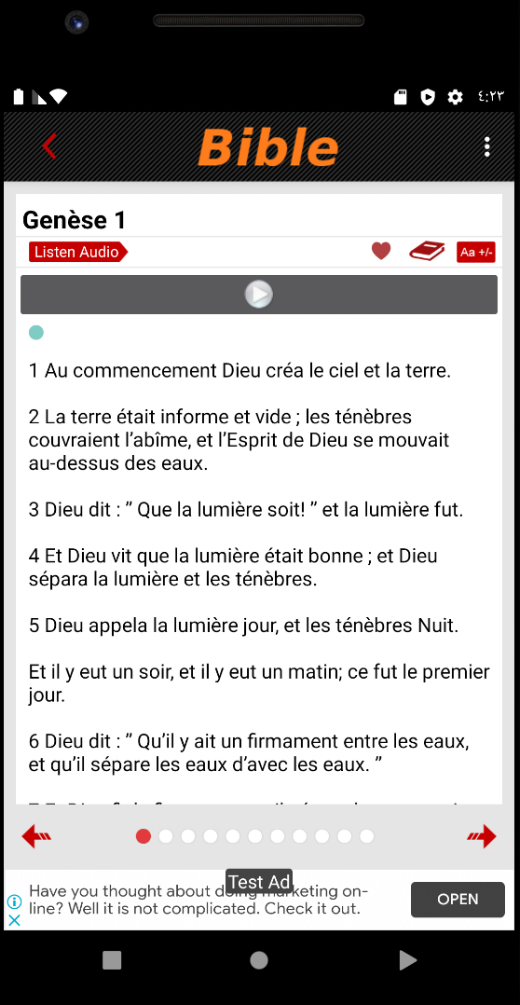 Android application Bible catholique Crampon Audio screenshot