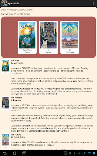 Screenshot of Vision Quest Tarot