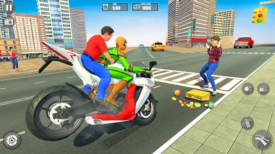 Superhelden-Fahrradtaxi fahren
