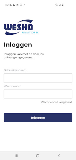 Android application Wesko Klimaattechniek screenshort