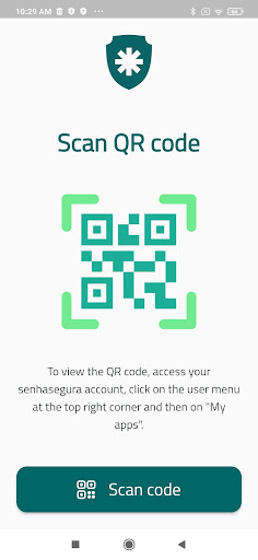 Android application senhasegura screenshort
