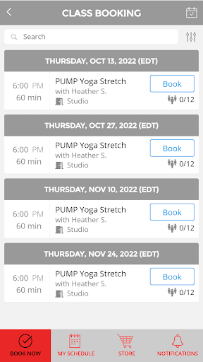 PUMP Fitness Studio Screen 3
