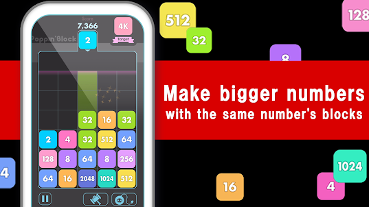 Number drops with 2048 puzzle