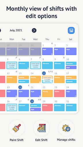 Shift Work Calendar – Planner  Scheduler