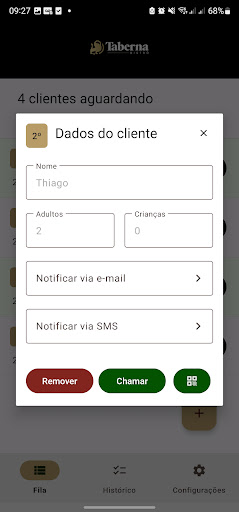 Administração de fila Taberna Screen 2